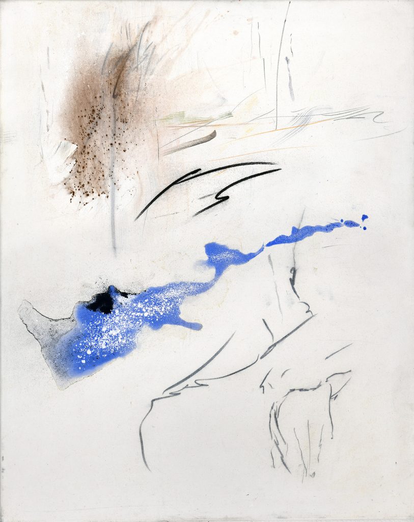 Sophie Fensch: untitled Nr.II (Zen), Buntstift, Kohle, Pigment und Eitempera auf Leinwand, 100 x 90 cm,2021